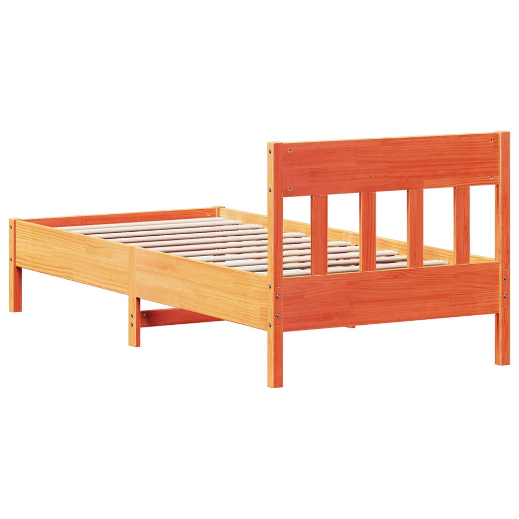sengeramme uden madras 90x190 cm massivt fyrretræ gyldenbrun