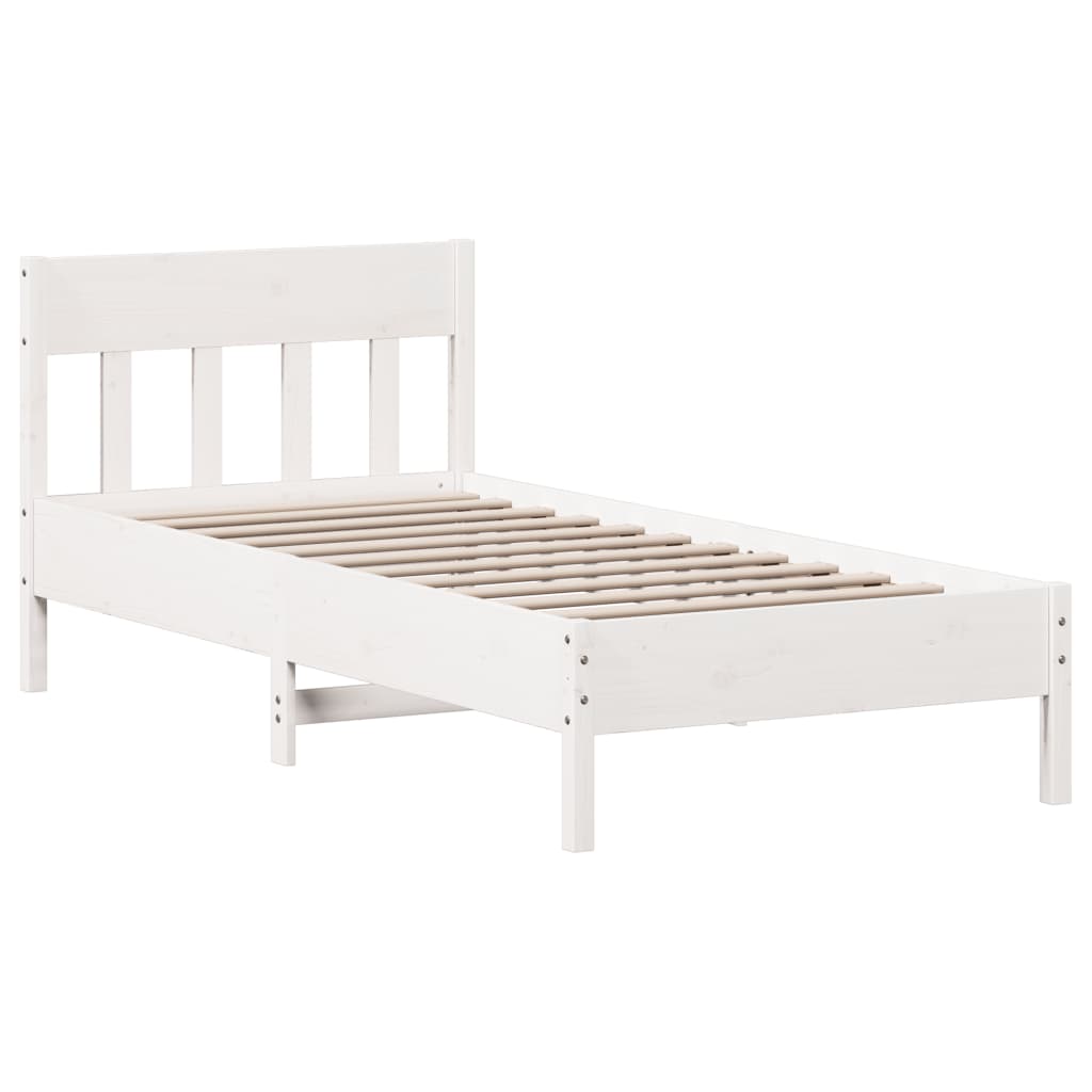 sengeramme uden madras 75x190 cm massivt fyrretræ hvid