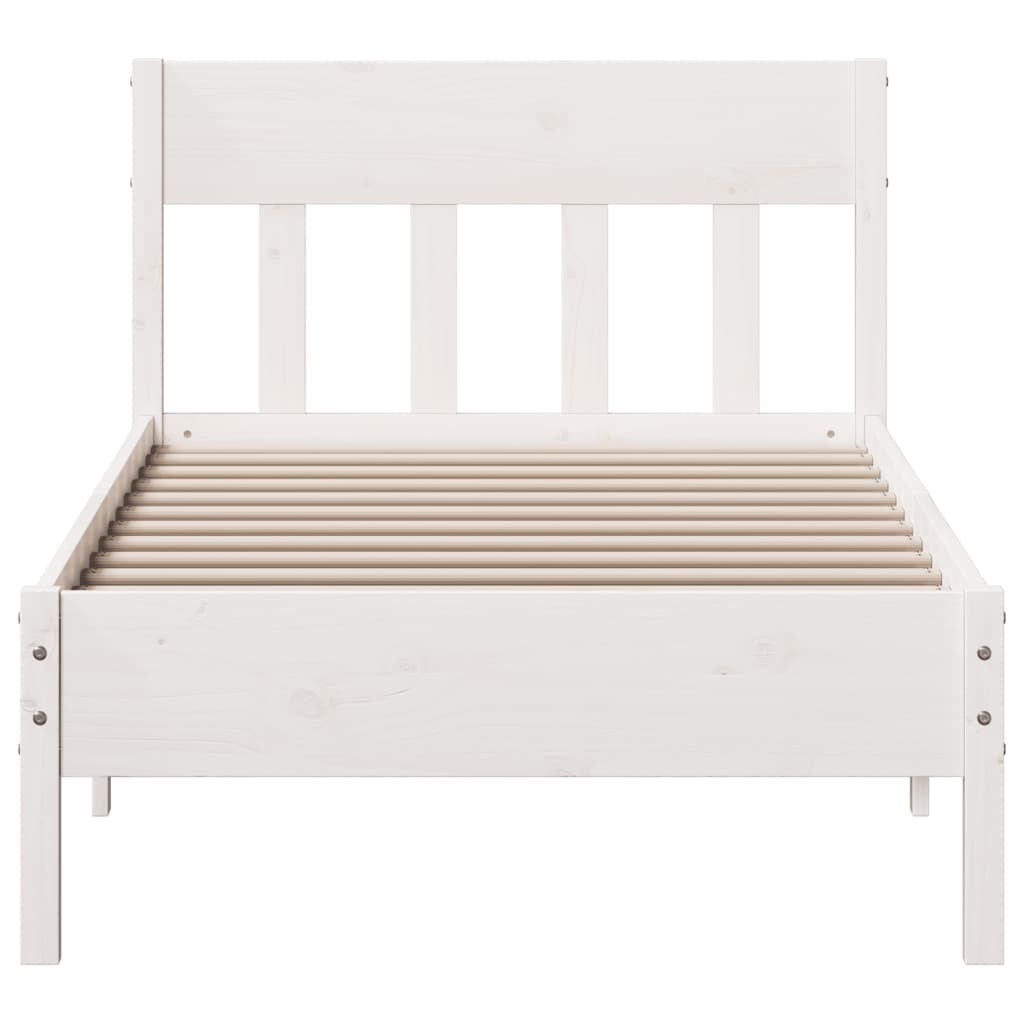 sengeramme uden madras 75x190 cm massivt fyrretræ hvid