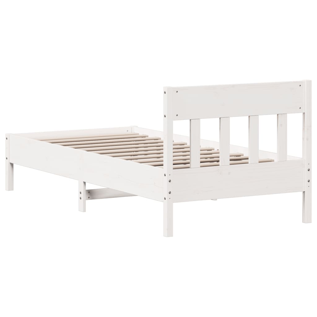 sengeramme uden madras 75x190 cm massivt fyrretræ hvid
