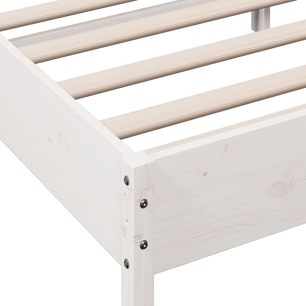sengeramme uden madras 75x190 cm massivt fyrretræ hvid