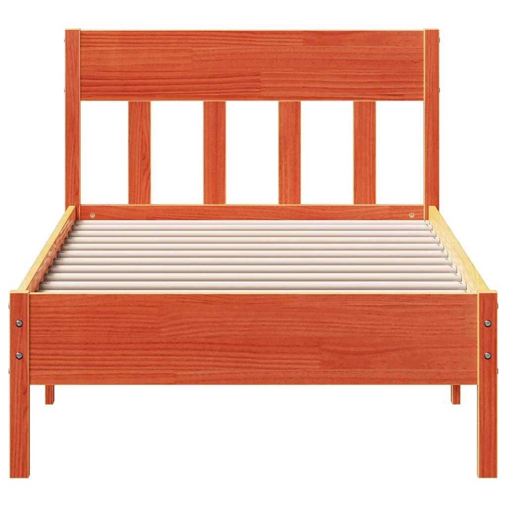sengeramme uden madras 75x190 cm massivt fyrretræ gyldenbrun