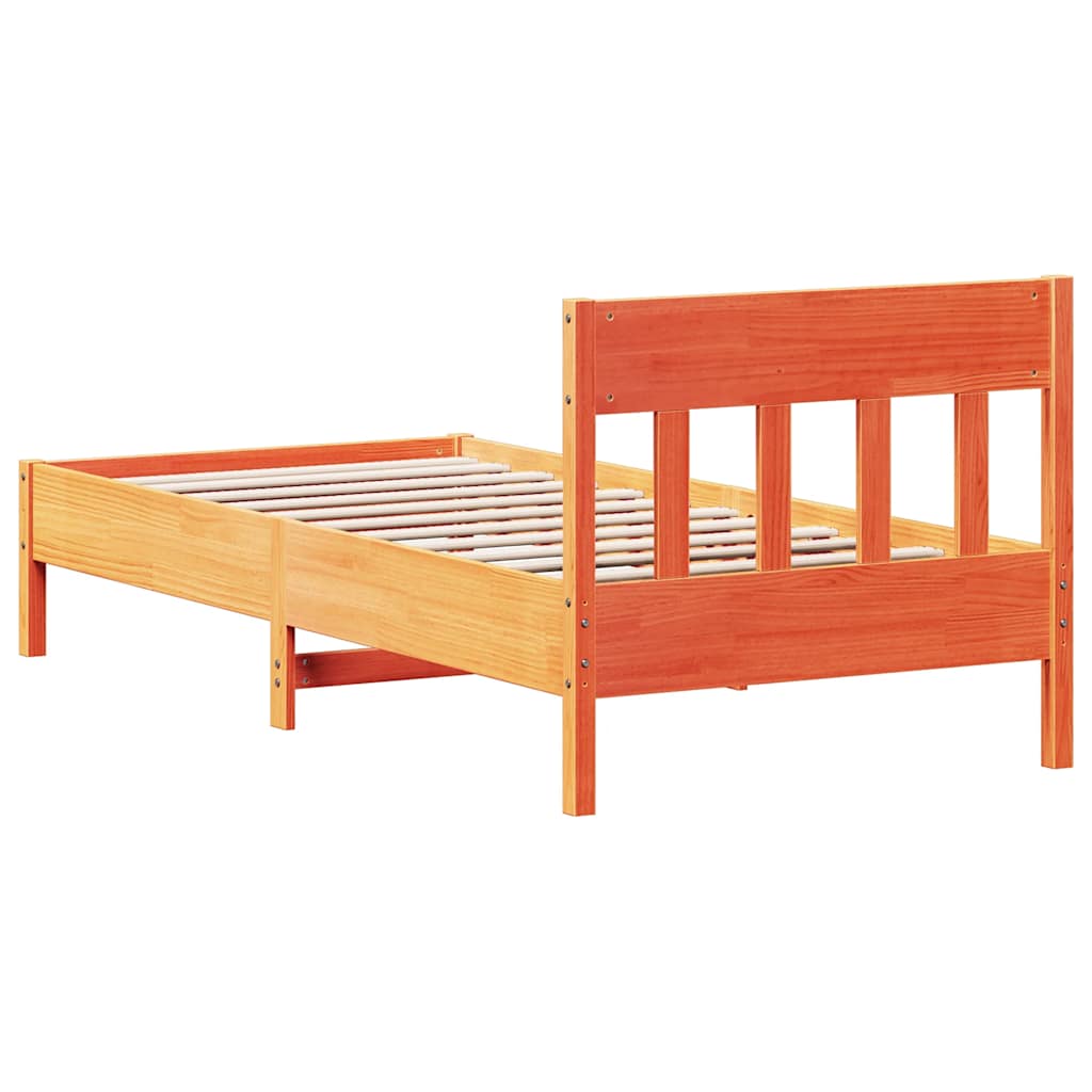 sengeramme uden madras 75x190 cm massivt fyrretræ gyldenbrun