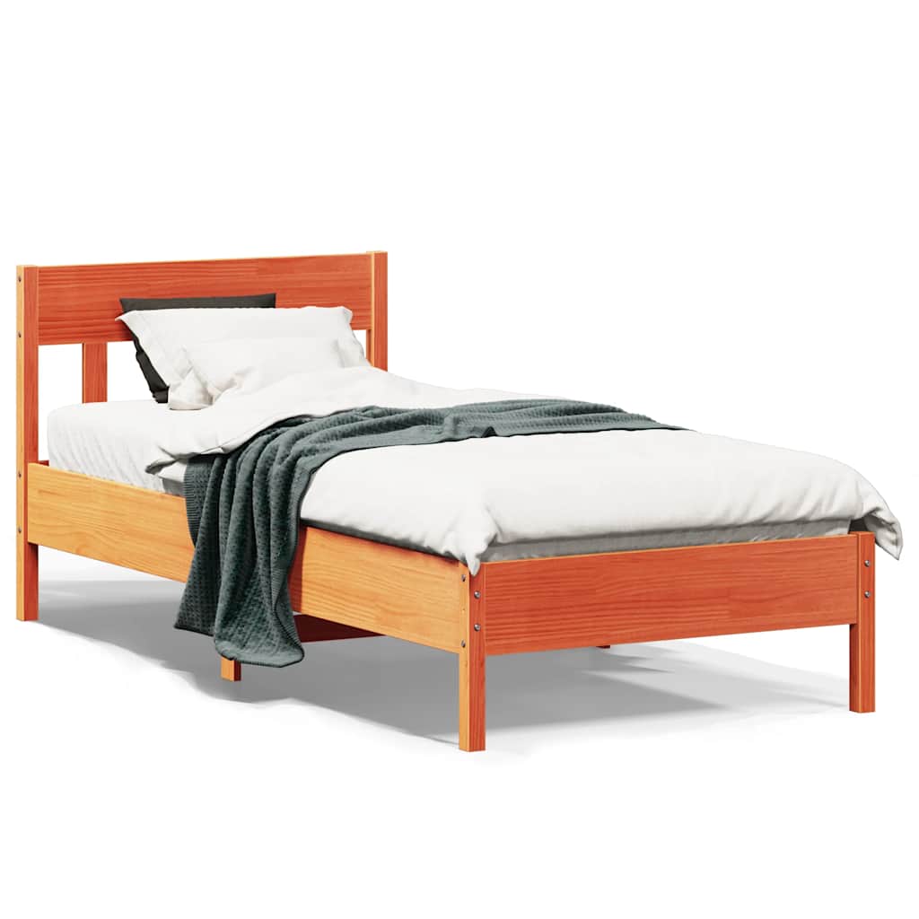 sengeramme uden madras 75x190 cm massivt fyrretræ gyldenbrun