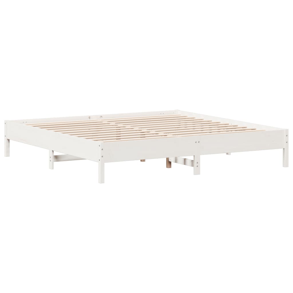 sengeramme uden madras 200x200 cm massivt fyrretræ hvid