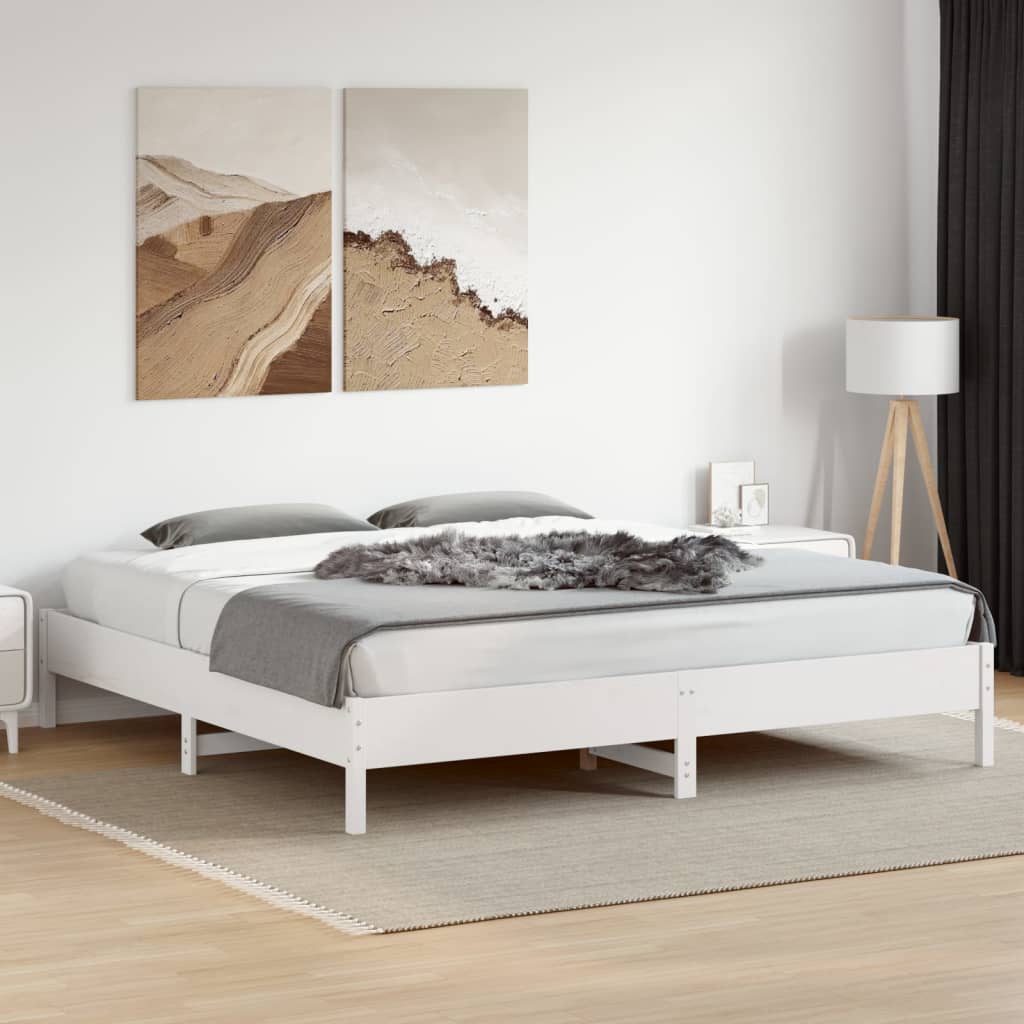 sengeramme uden madras 200x200 cm massivt fyrretræ hvid