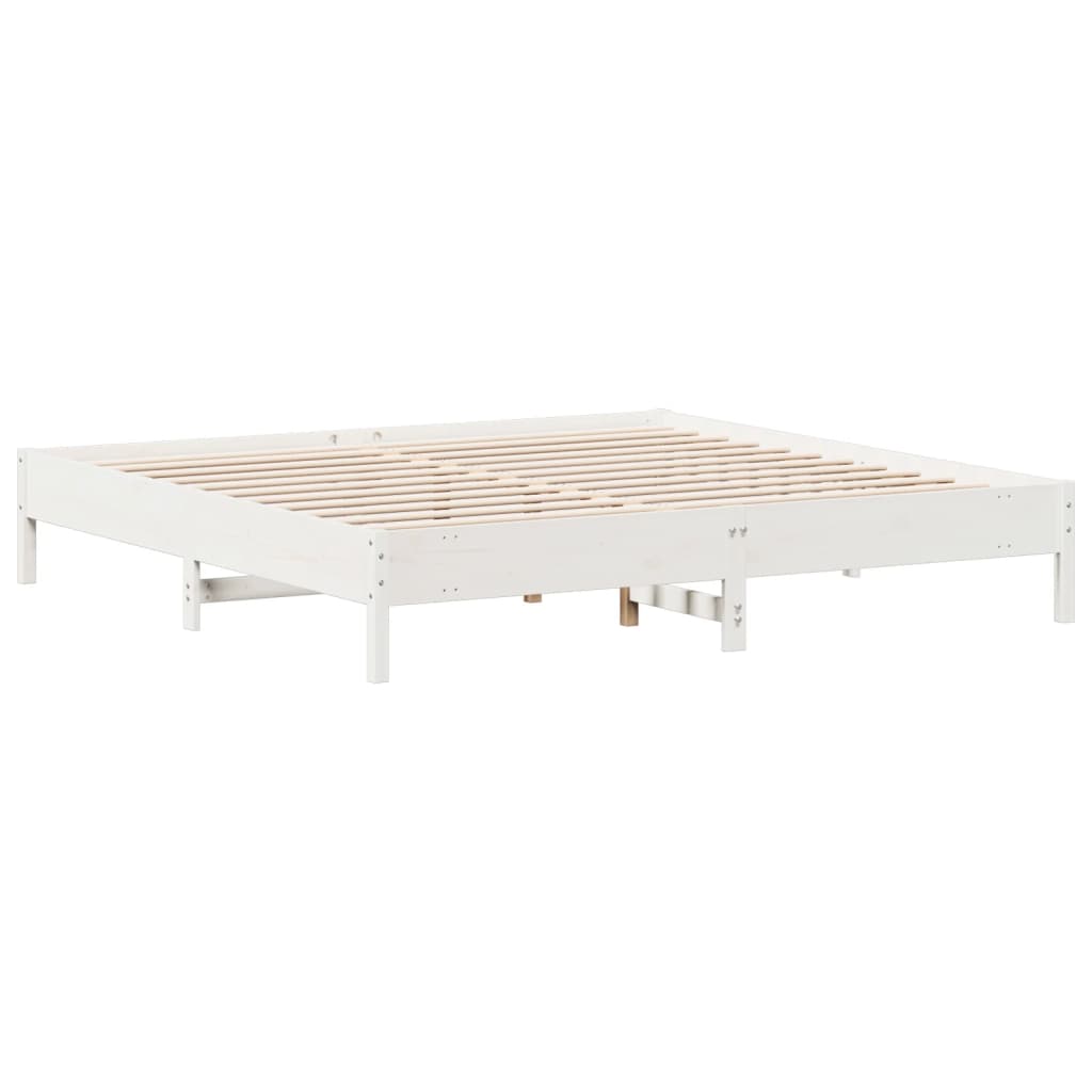 sengeramme uden madras 200x200 cm massivt fyrretræ hvid