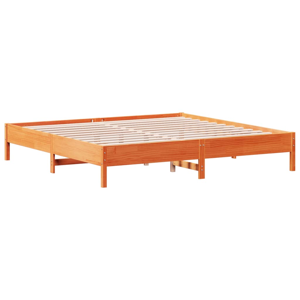 sengeramme uden madras 200x200 cm massivt fyrretræ gyldenbrun