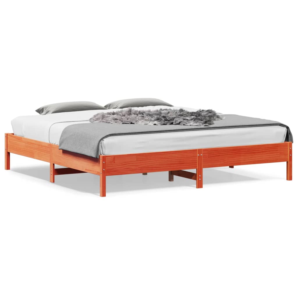 sengeramme uden madras 200x200 cm massivt fyrretræ gyldenbrun