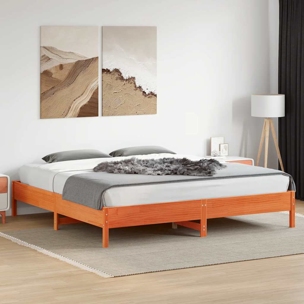 sengeramme uden madras 180x200 cm massivt fyrretræ gyldenbrun