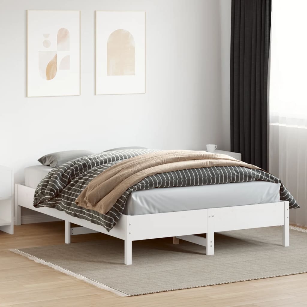 sengeramme uden madras 160x200 cm massivt fyrretræ hvid