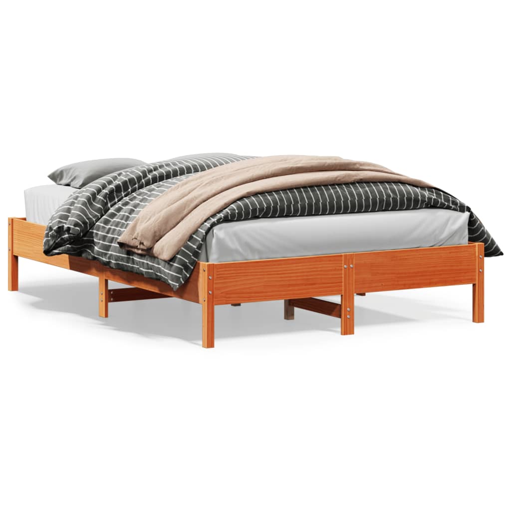 sengeramme uden madras 160x200 cm massivt fyrretræ gyldenbrun