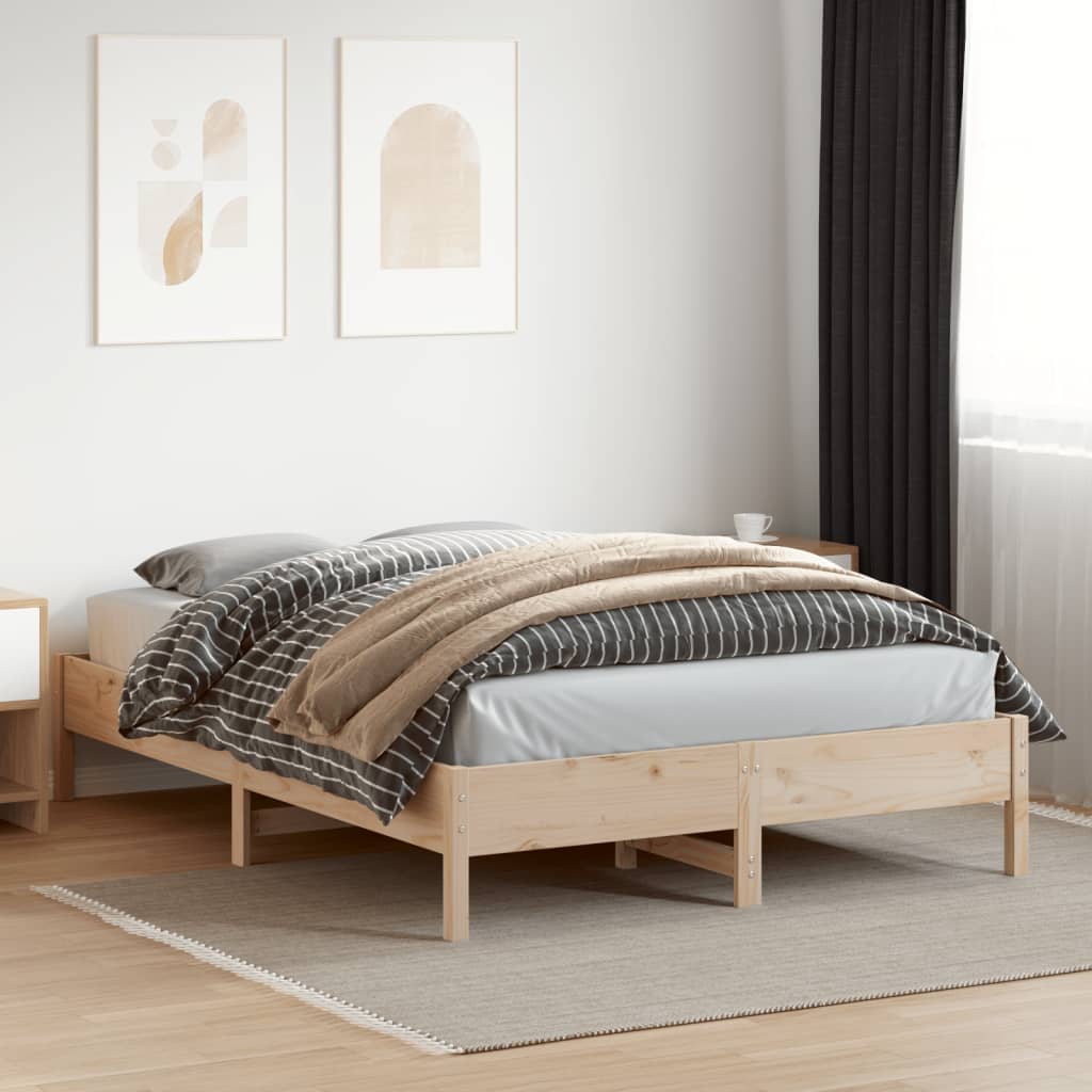 sengeramme uden madras 150x200 cm massivt fyrretræ