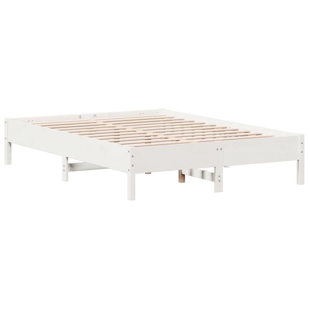 sengeramme uden madras 150x200 cm massivt fyrretræ hvid