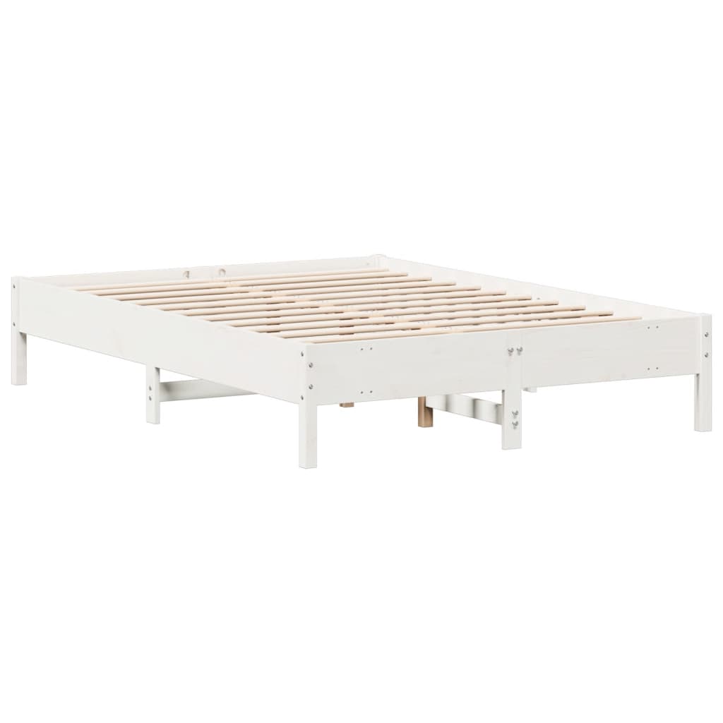 sengeramme uden madras 150x200 cm massivt fyrretræ hvid