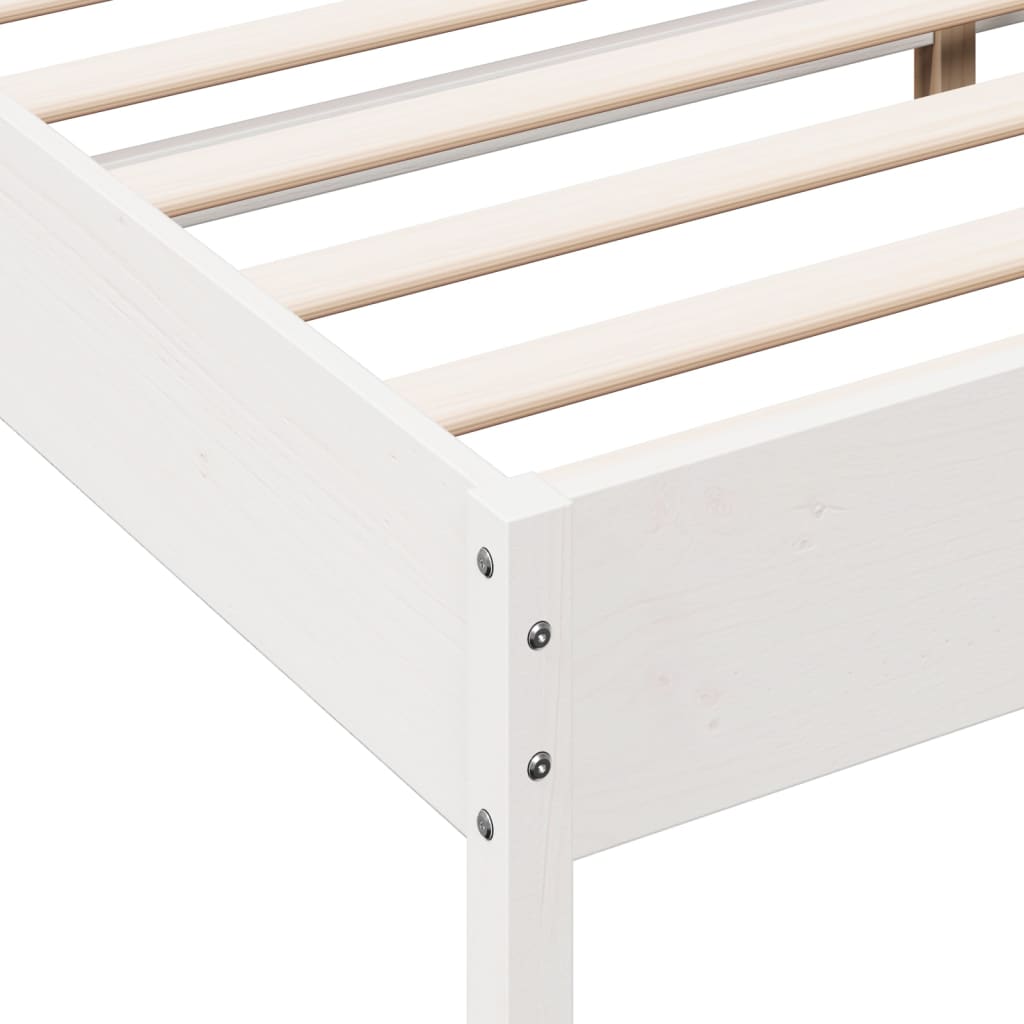 sengeramme uden madras 150x200 cm massivt fyrretræ hvid