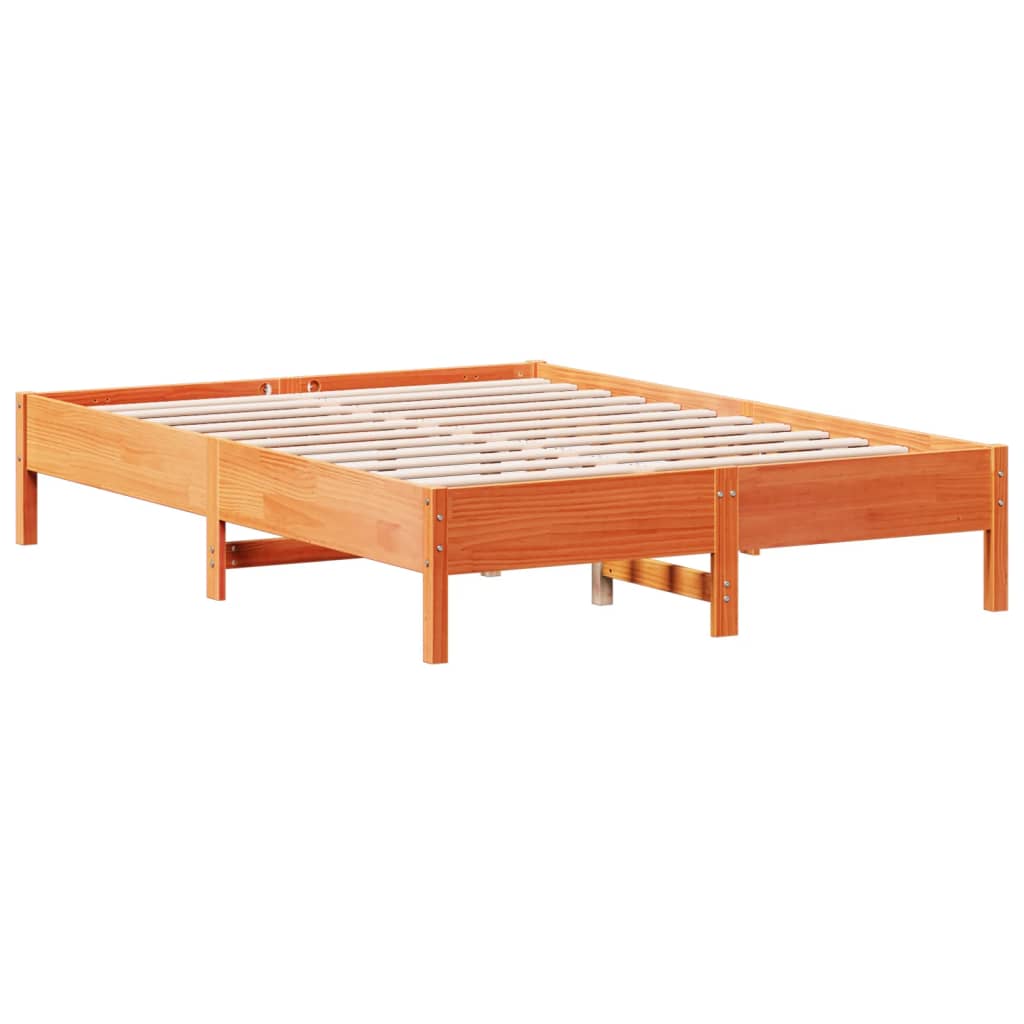 sengeramme uden madras 150x200 cm massivt fyrretræ gyldenbrun