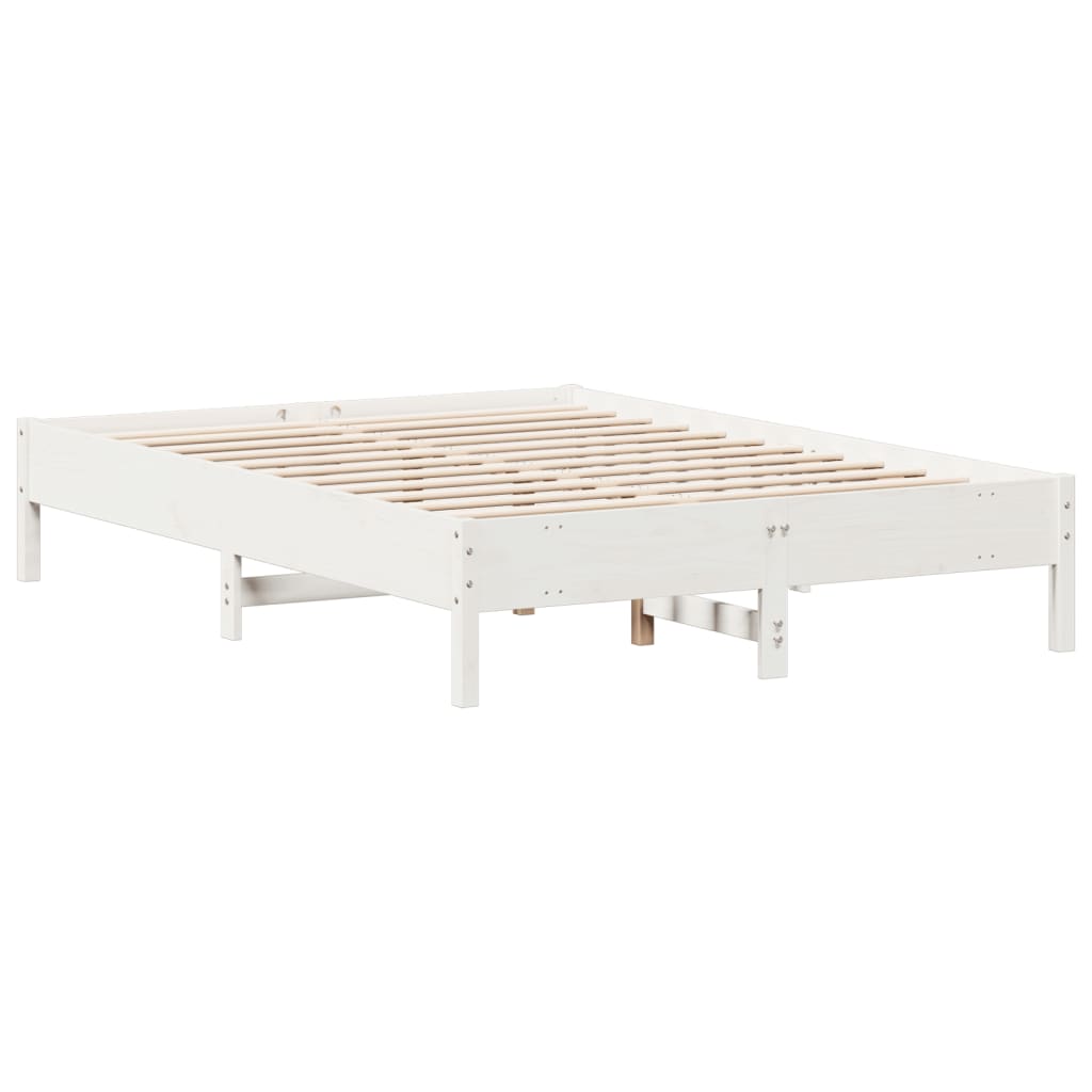 sengeramme uden madras 140x200 cm massivt fyrretræ hvid
