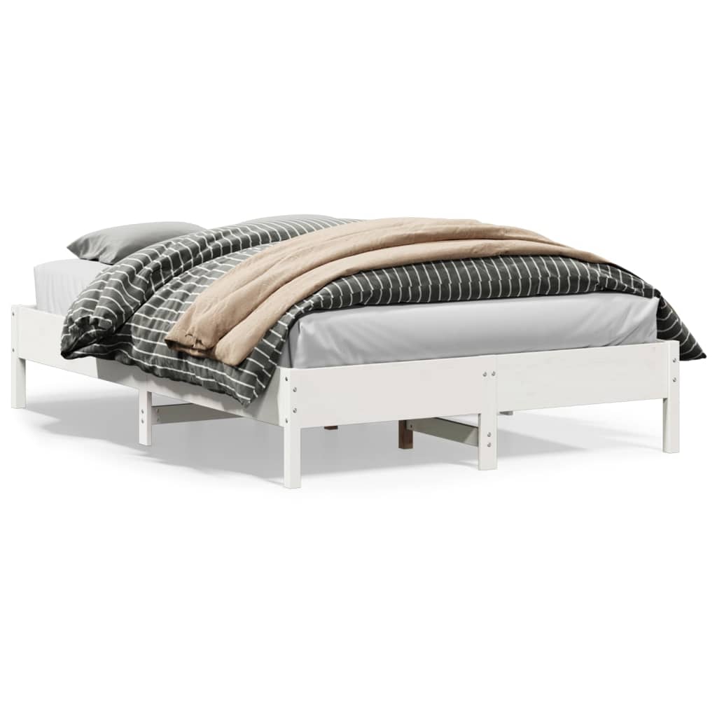 sengeramme uden madras 140x200 cm massivt fyrretræ hvid