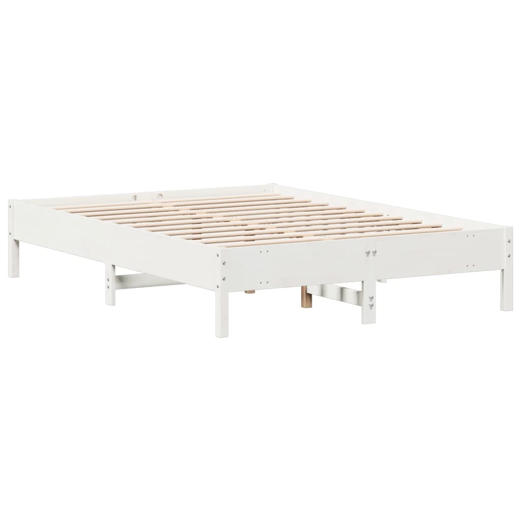 sengeramme uden madras 120x200 cm massivt fyrretræ hvid