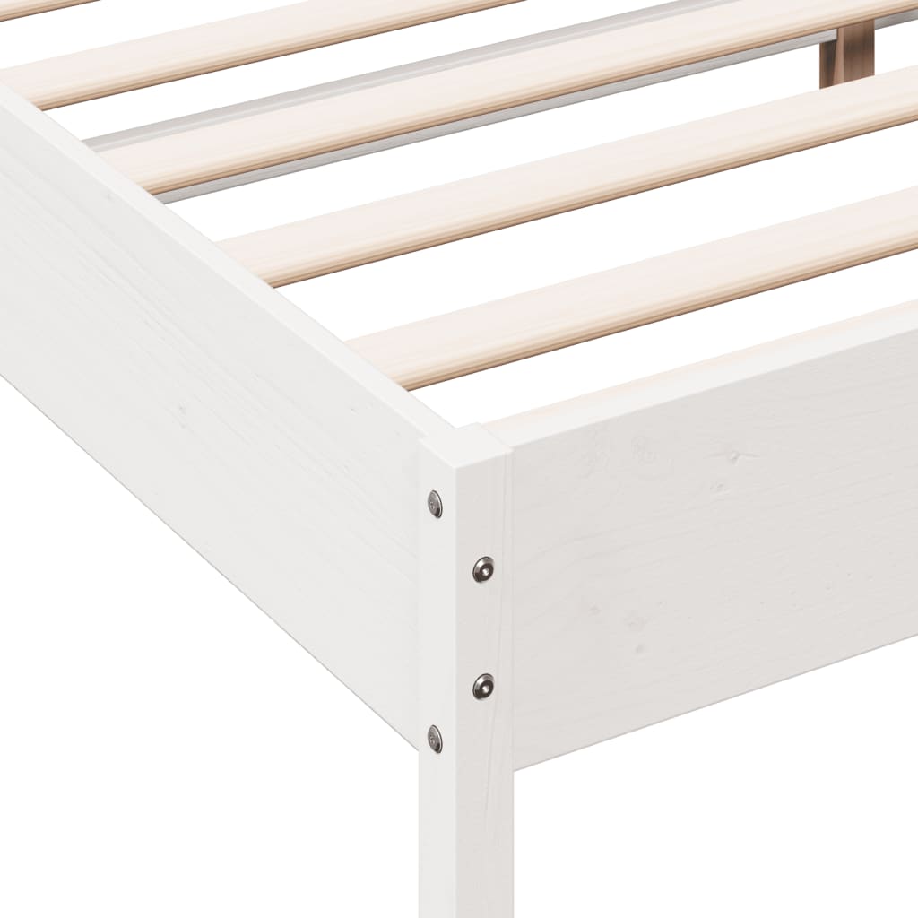 sengeramme uden madras 120x200 cm massivt fyrretræ hvid