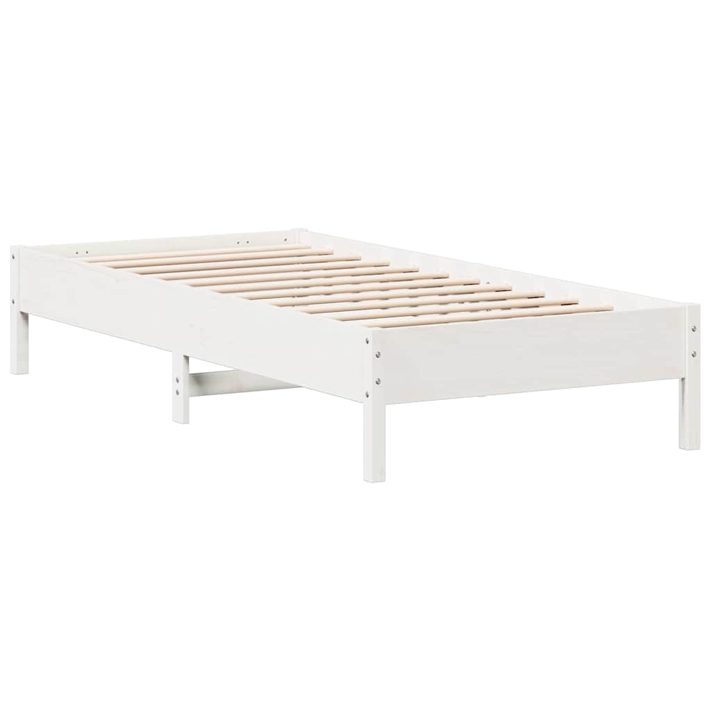sengeramme uden madras 100x200 cm massivt fyrretræ hvid