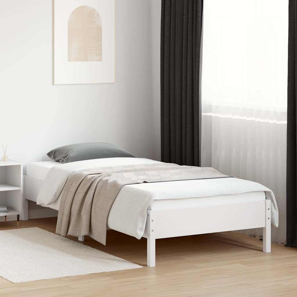 sengeramme uden madras 100x200 cm massivt fyrretræ hvid