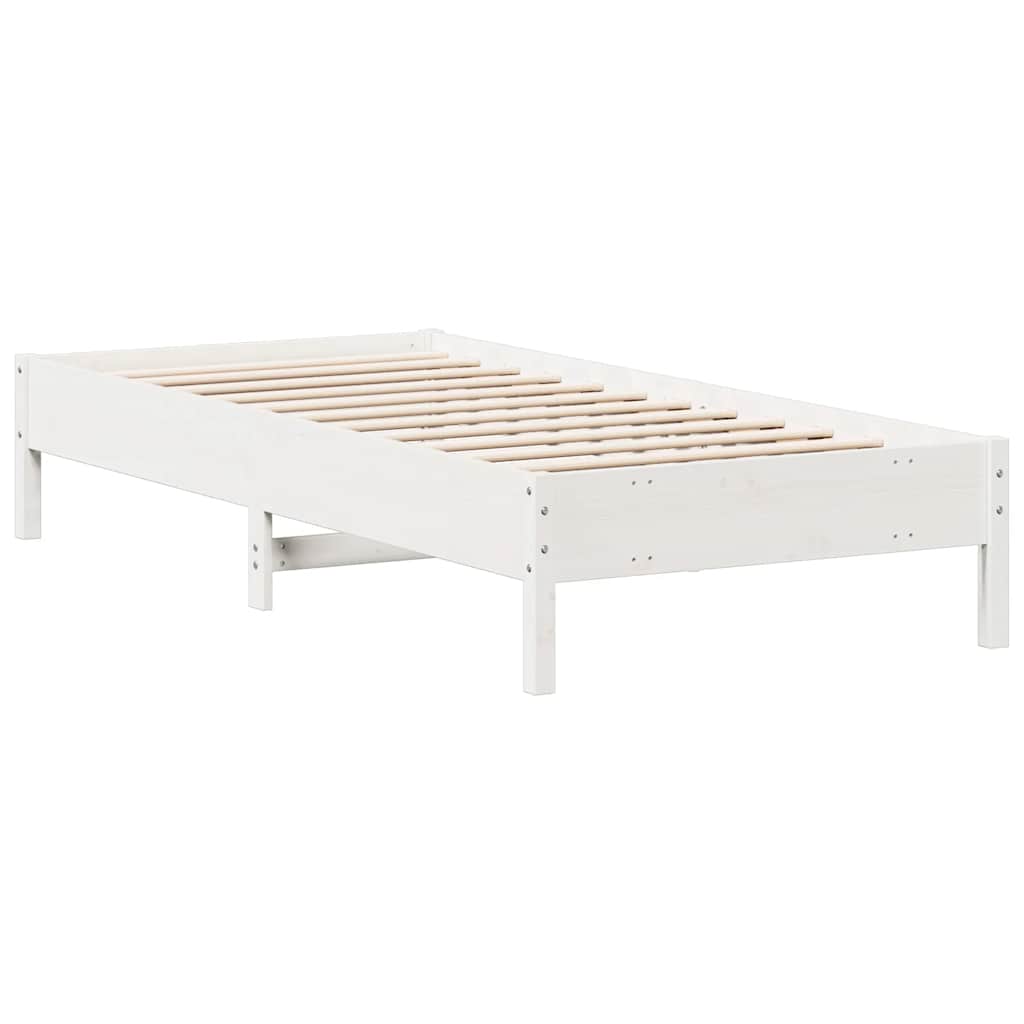 sengeramme uden madras 100x200 cm massivt fyrretræ hvid