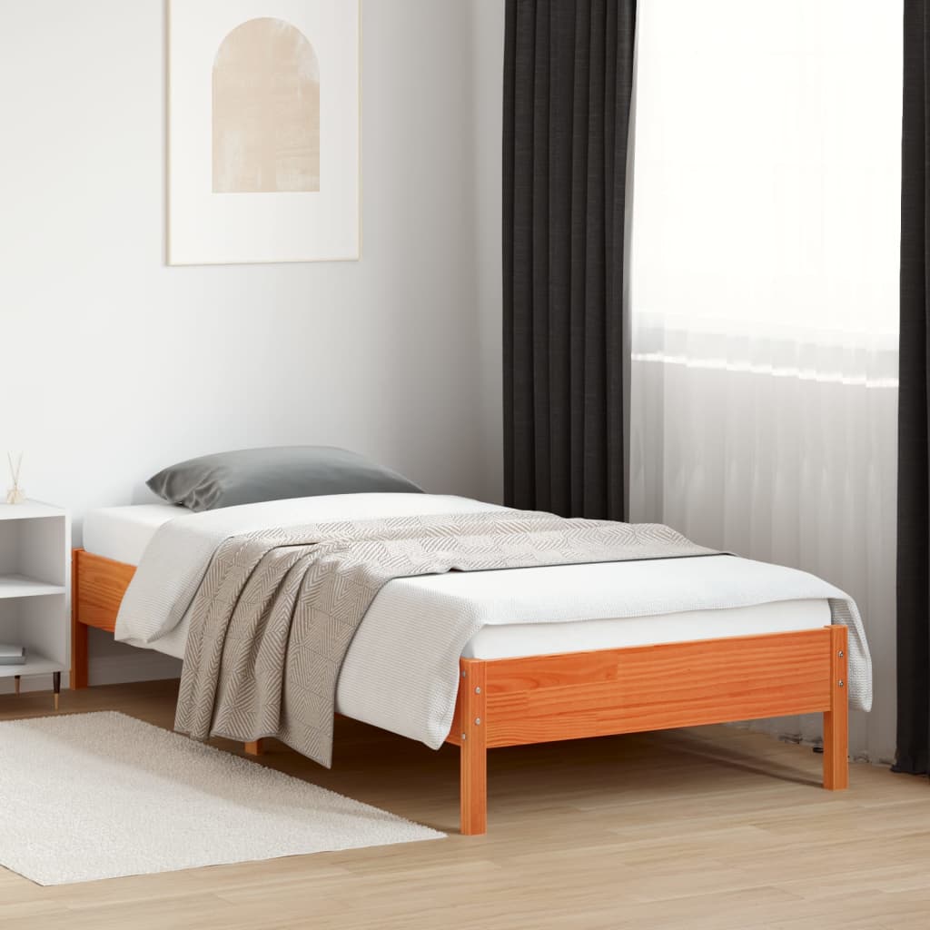 sengeramme uden madras 100x200 cm massivt fyrretræ gyldenbrun