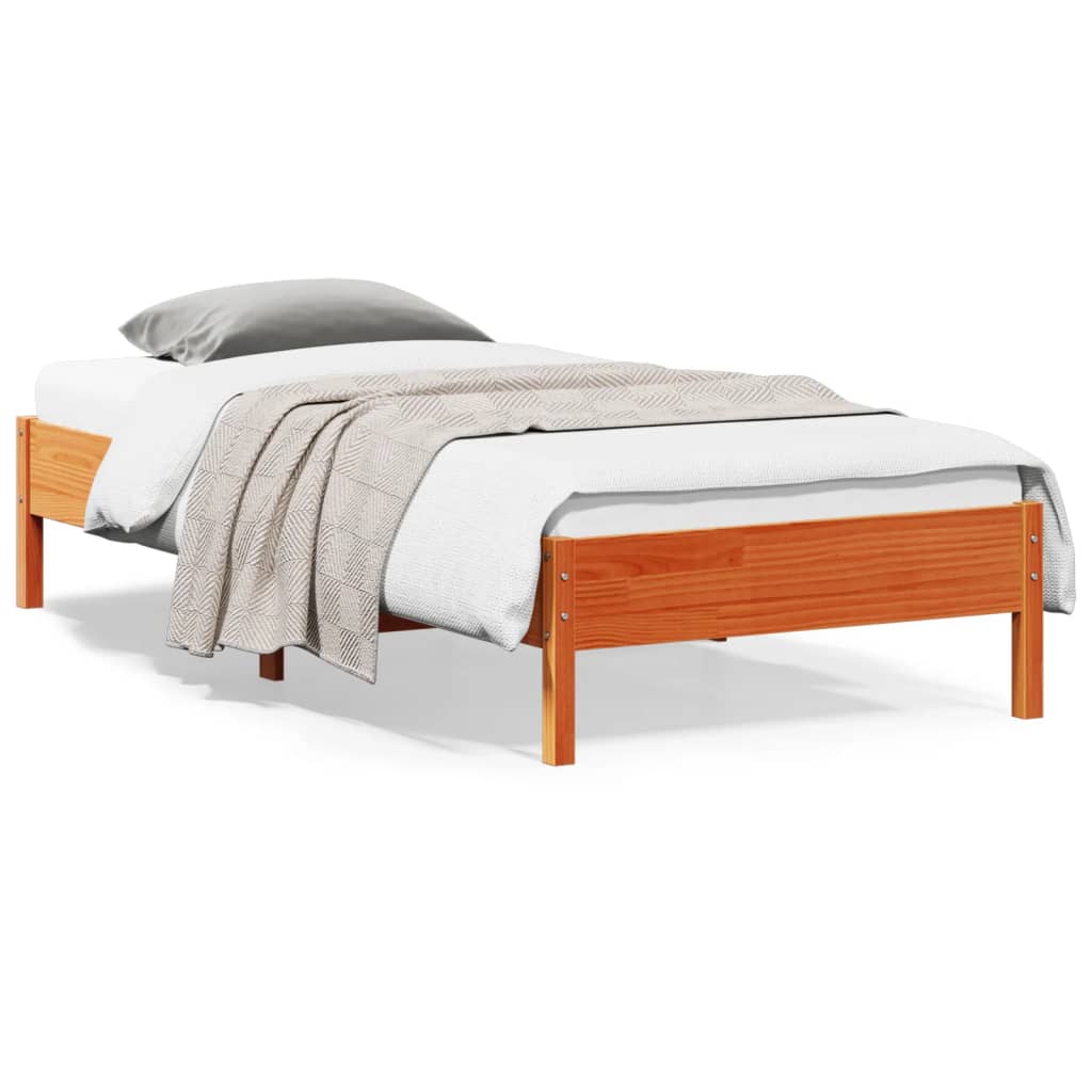 sengeramme uden madras 100x200 cm massivt fyrretræ gyldenbrun
