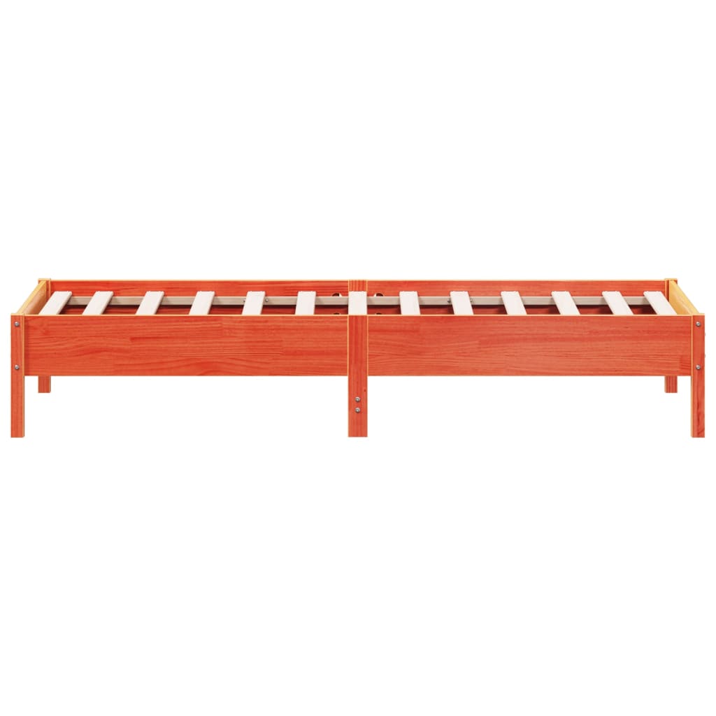 sengeramme uden madras 90x200 cm massivt fyrretræ gyldenbrun