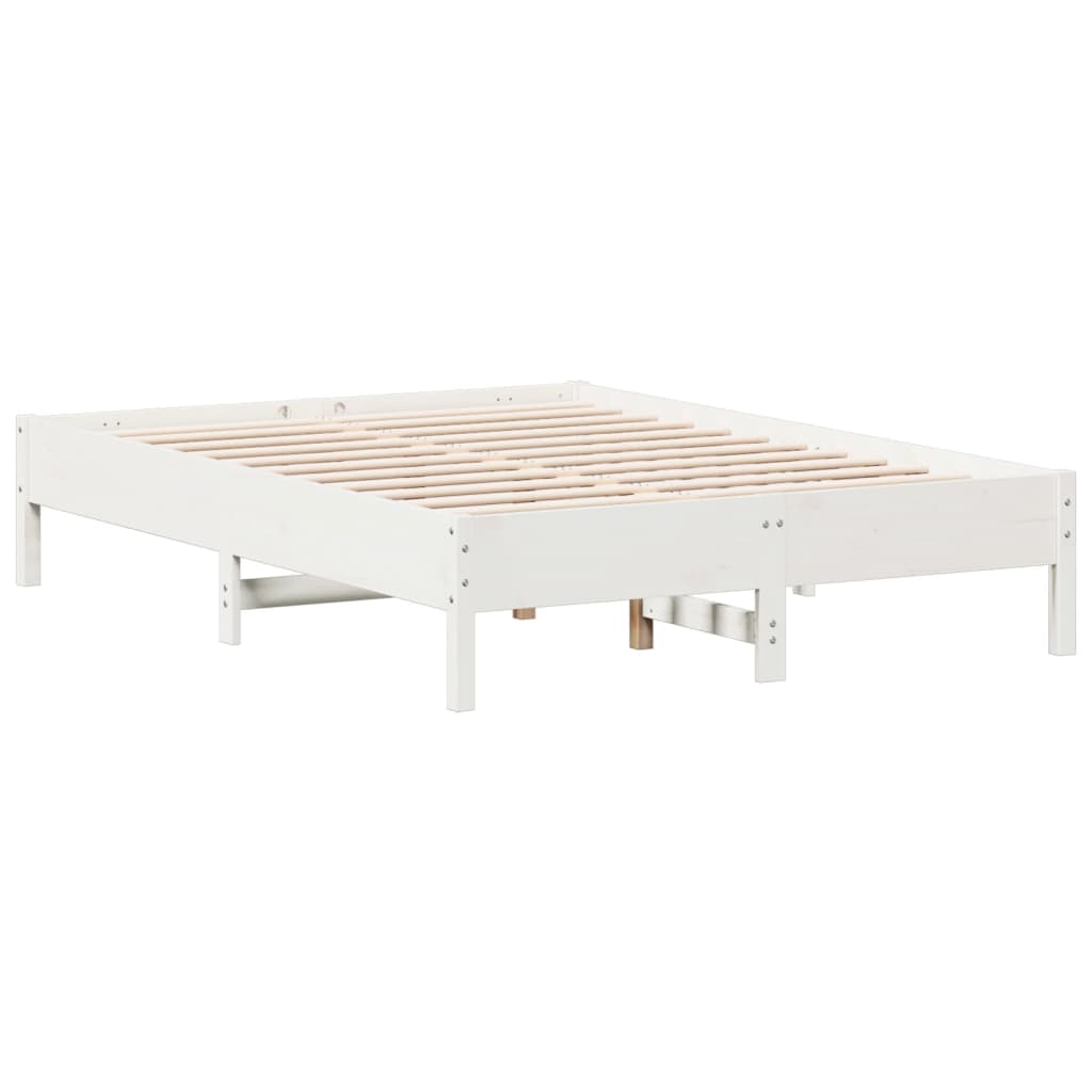 sengeramme uden madras 140x190 cm massivt fyrretræ hvid