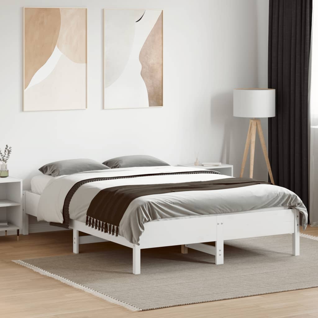 sengeramme uden madras 140x190 cm massivt fyrretræ hvid