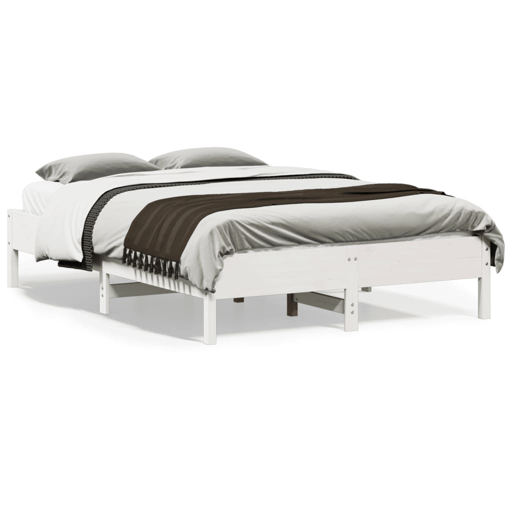sengeramme uden madras 140x190 cm massivt fyrretræ hvid