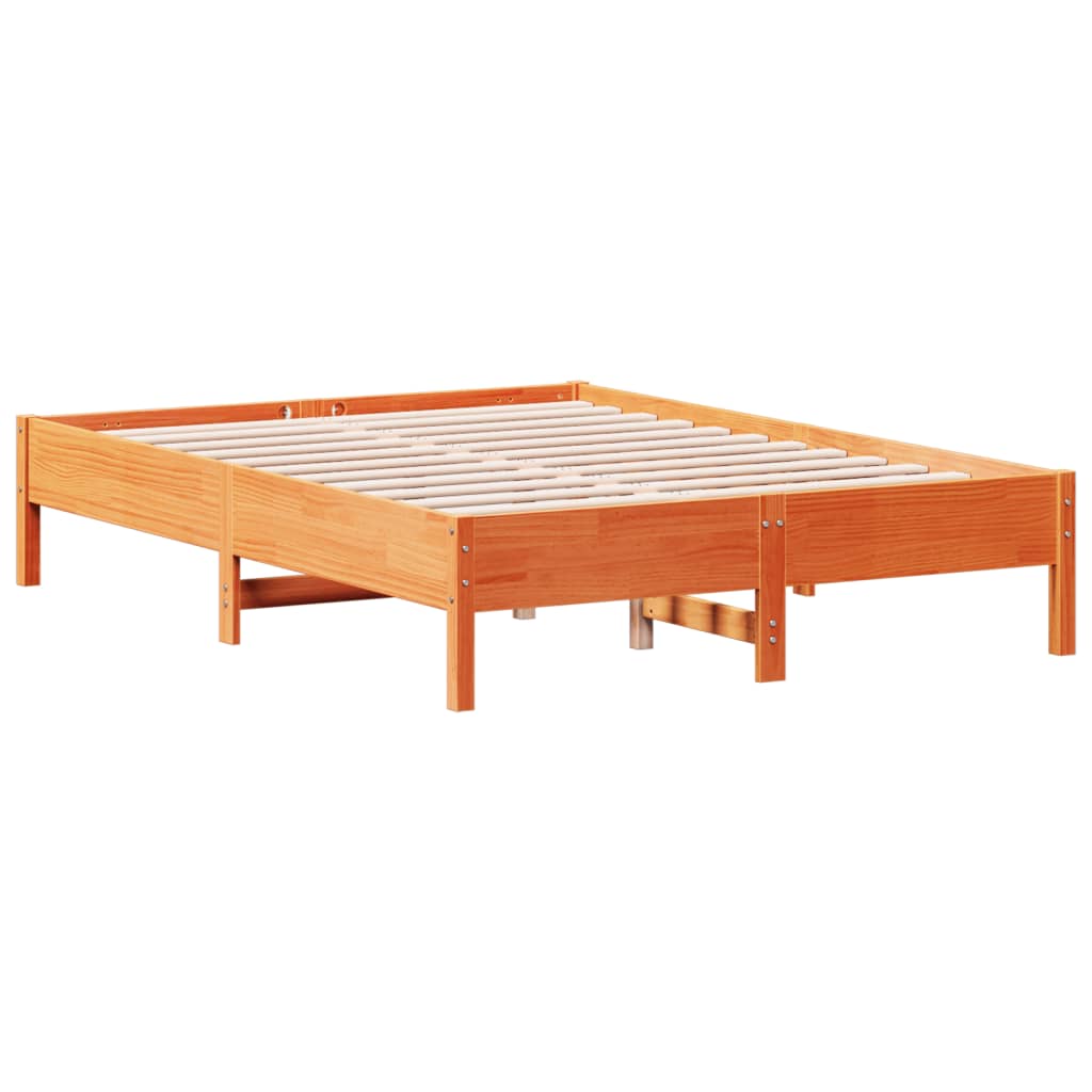 sengeramme uden madras 140x190 cm massivt fyrretræ gyldenbrun