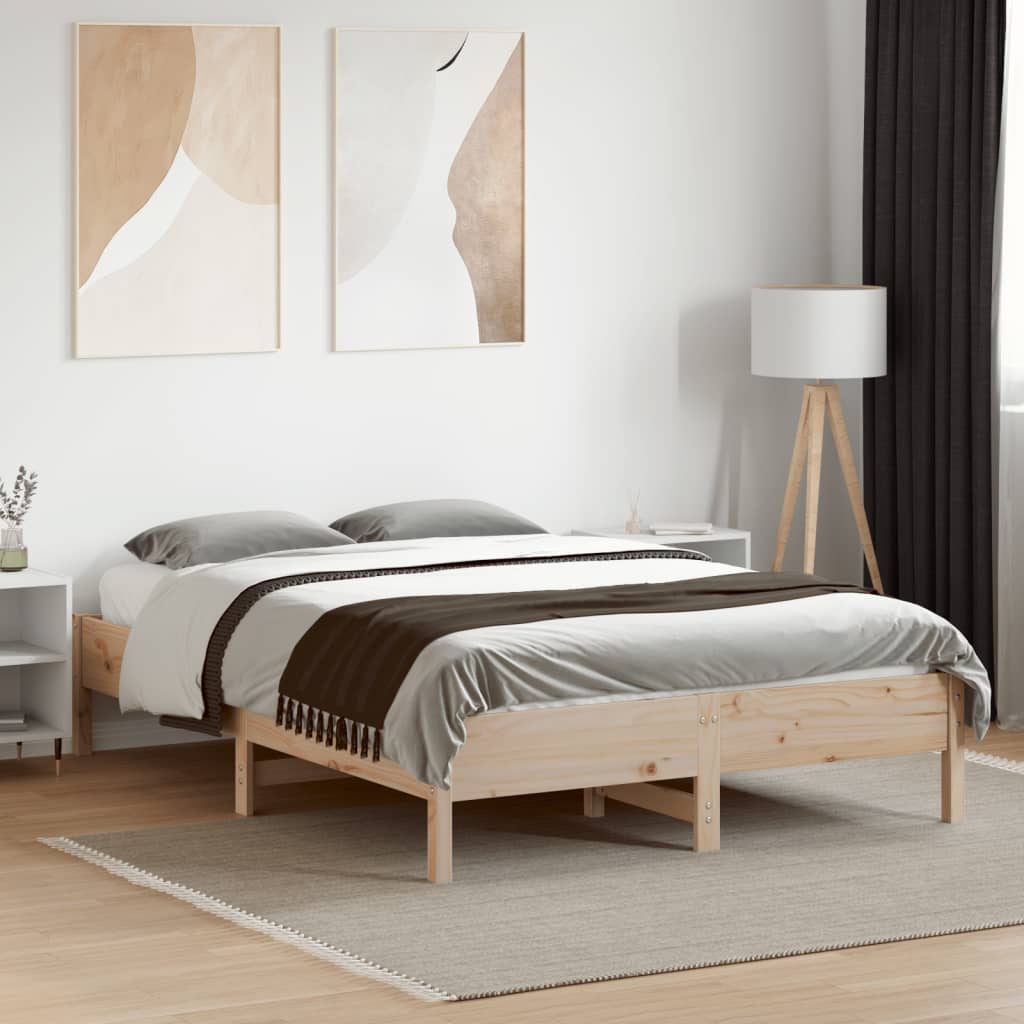 sengeramme uden madras 135x190 cm massivt fyrretræ hvid