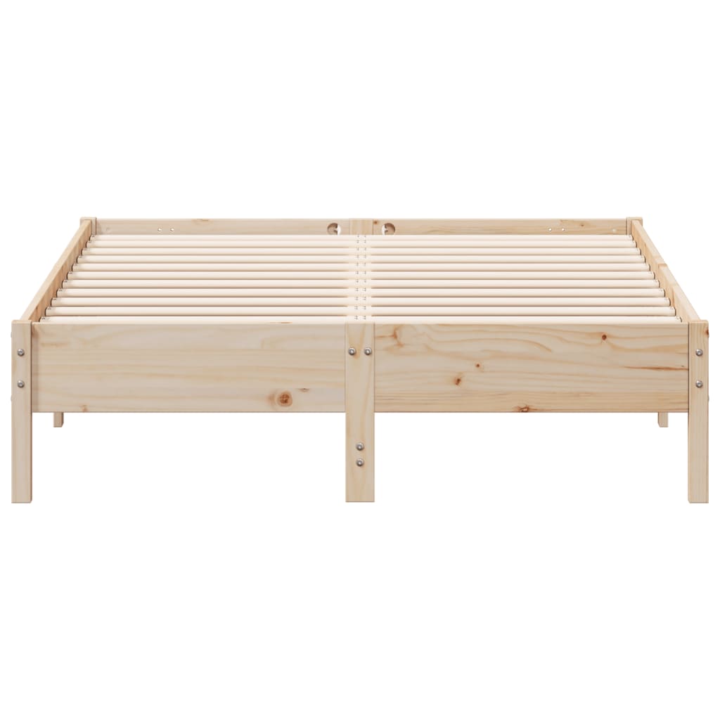 sengeramme uden madras 135x190 cm massivt fyrretræ hvid