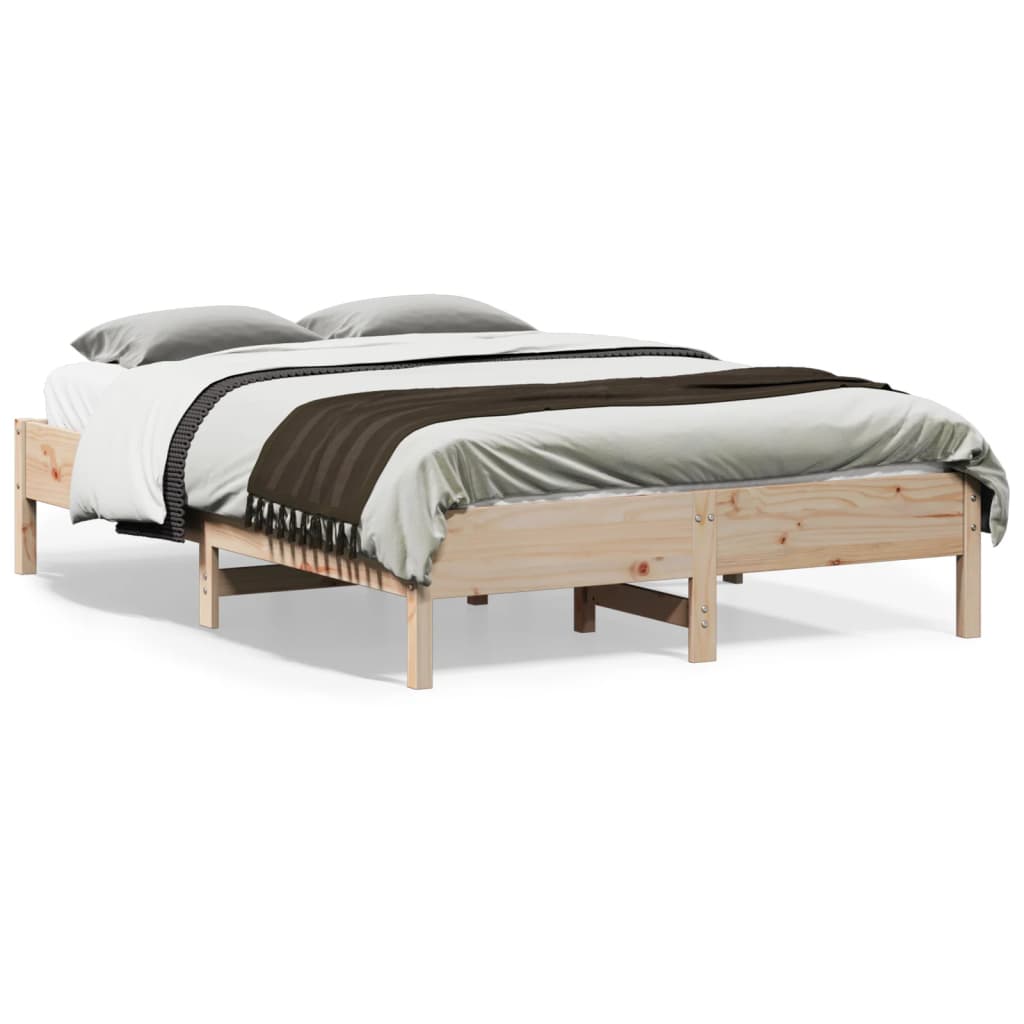 sengeramme uden madras 135x190 cm massivt fyrretræ hvid