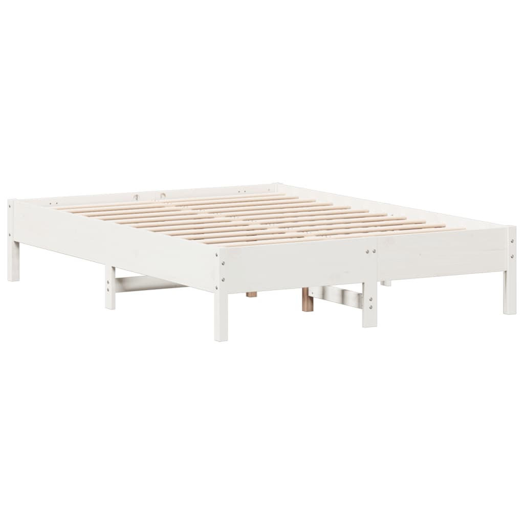 sengeramme uden madras 135x190 cm massivt fyrretræ hvid
