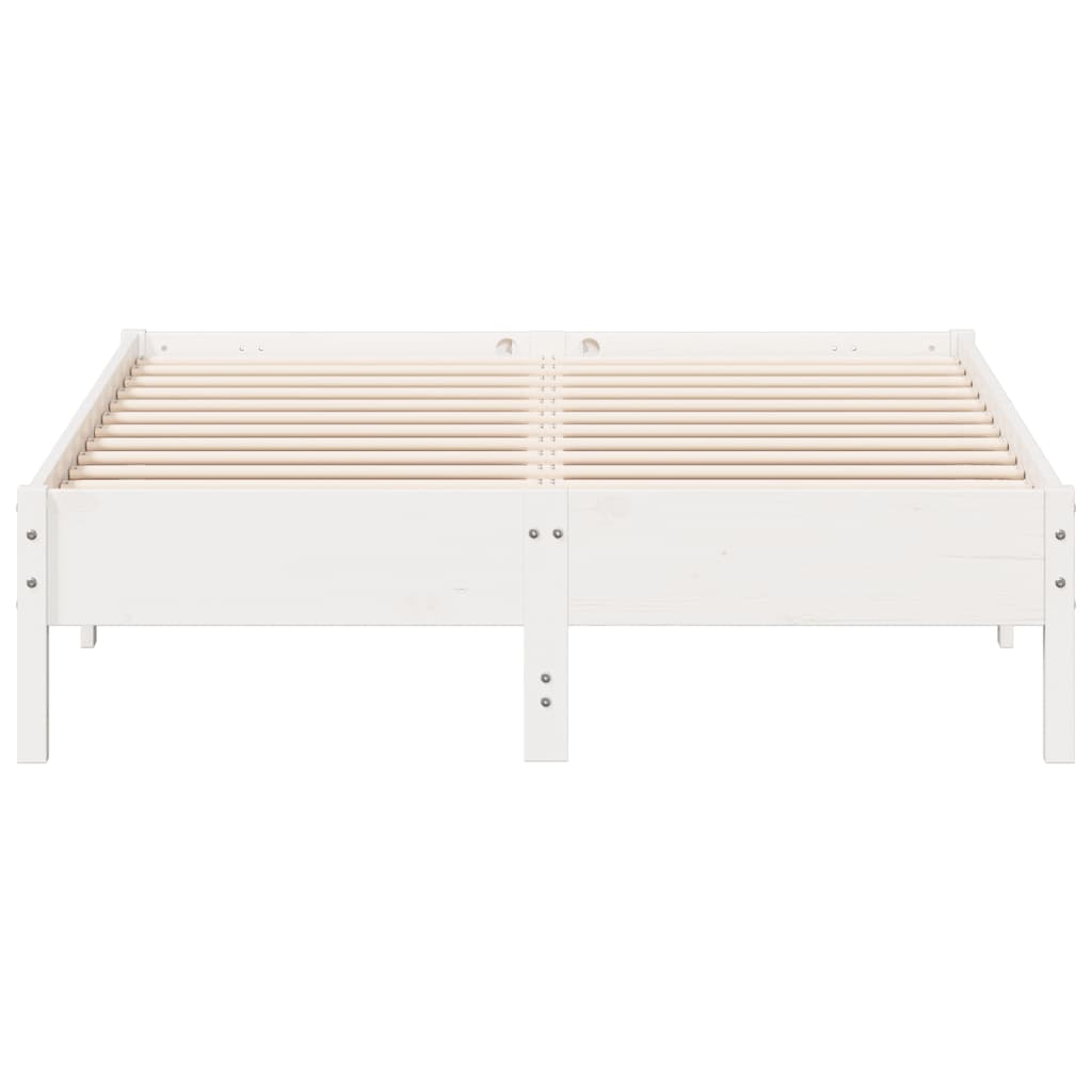 sengeramme uden madras 135x190 cm massivt fyrretræ hvid