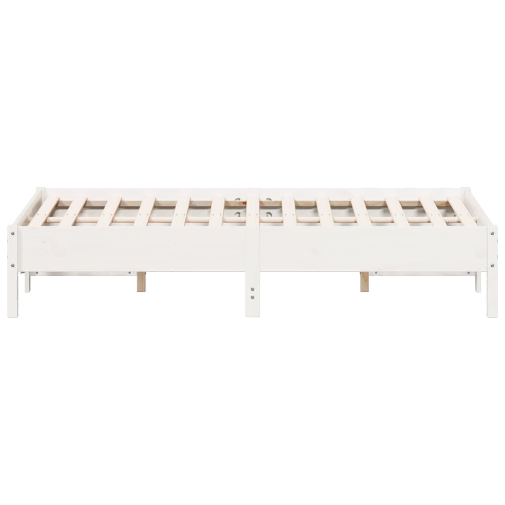 sengeramme uden madras 135x190 cm massivt fyrretræ hvid