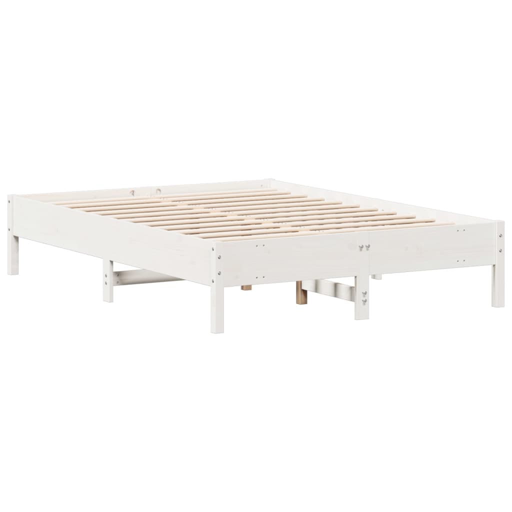 sengeramme uden madras 135x190 cm massivt fyrretræ hvid