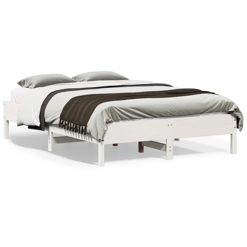 sengeramme uden madras 135x190 cm massivt fyrretræ hvid