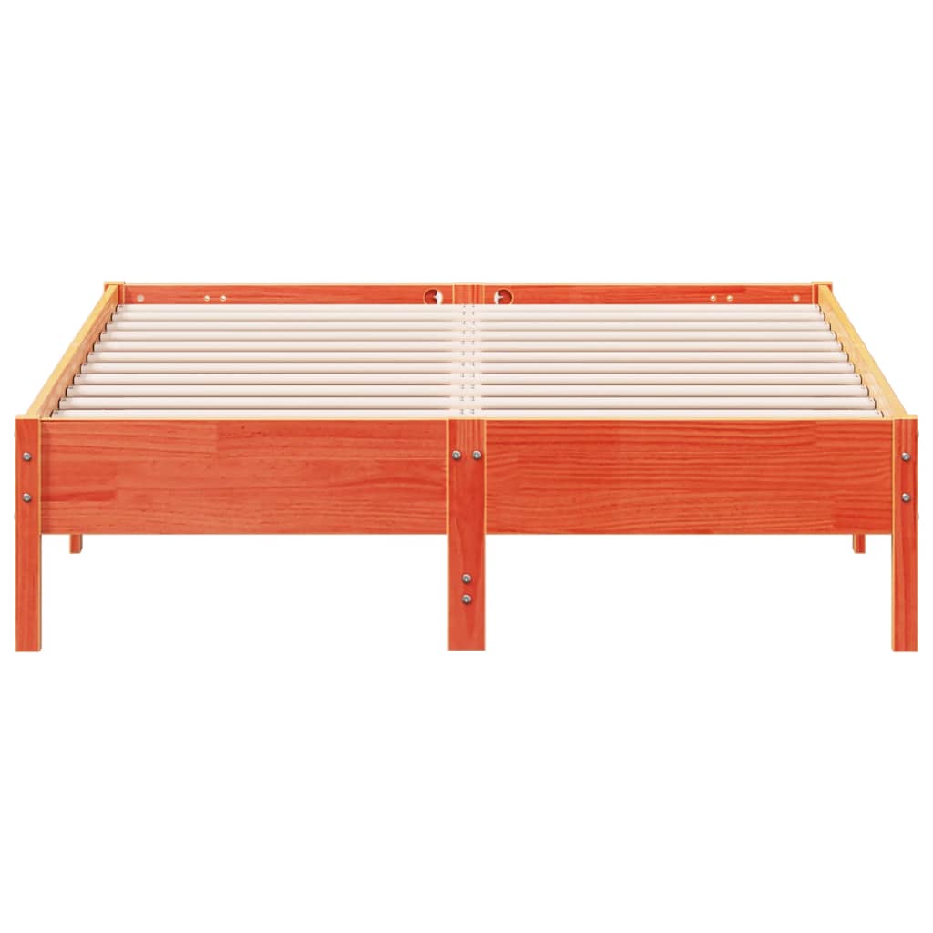 sengeramme uden madras 135x190 cm massivt fyrretræ brun