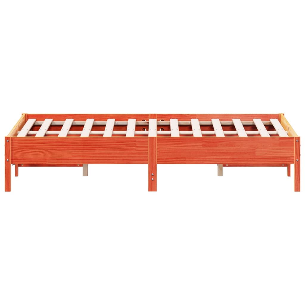 sengeramme uden madras 135x190 cm massivt fyrretræ brun