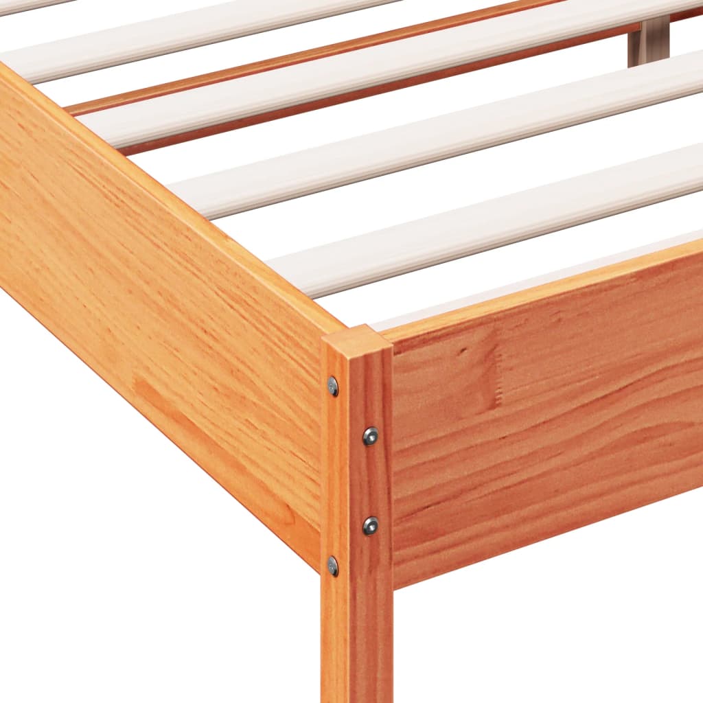 sengeramme uden madras 135x190 cm massivt fyrretræ brun