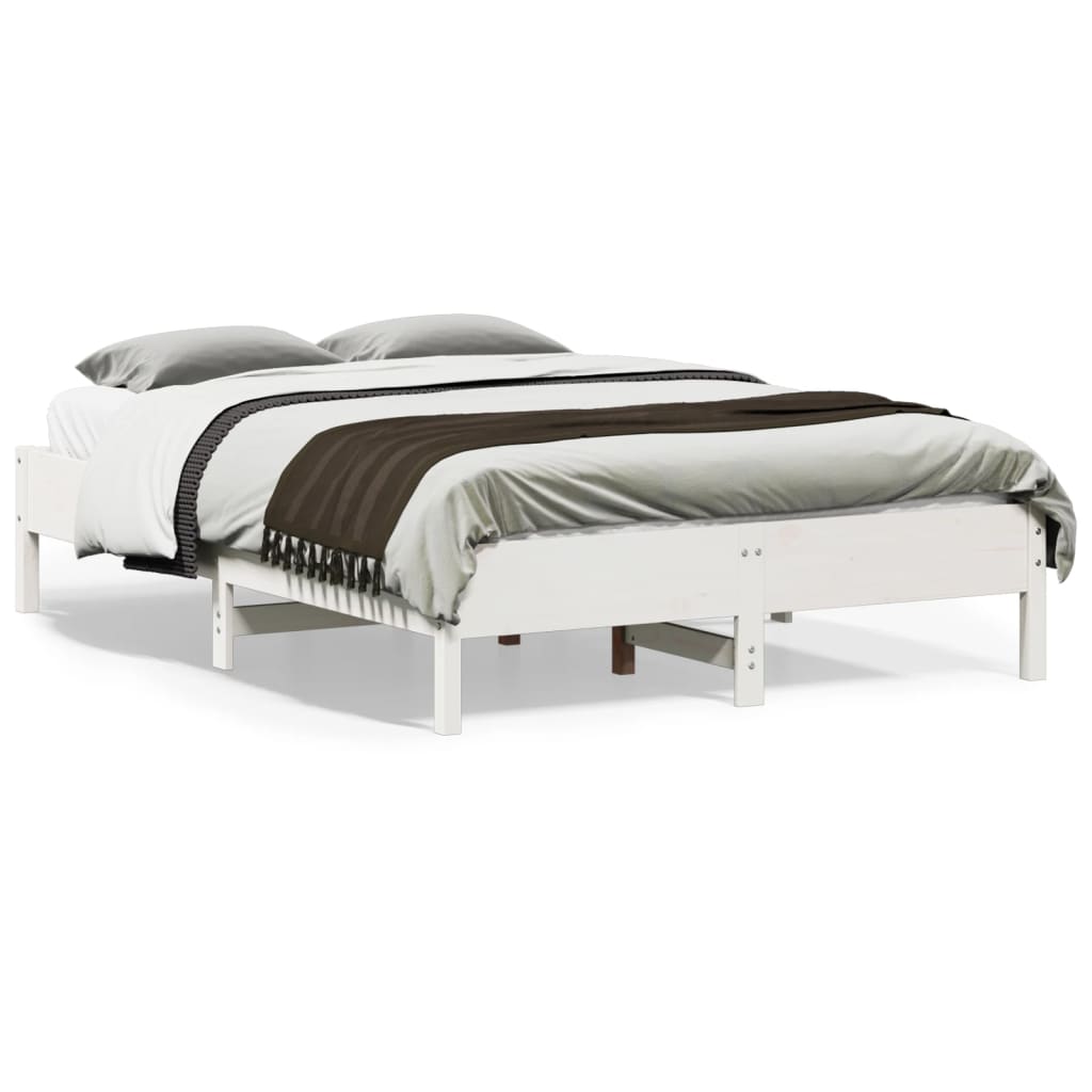 sengeramme uden madras 120x190 cm massivt fyrretræ hvid