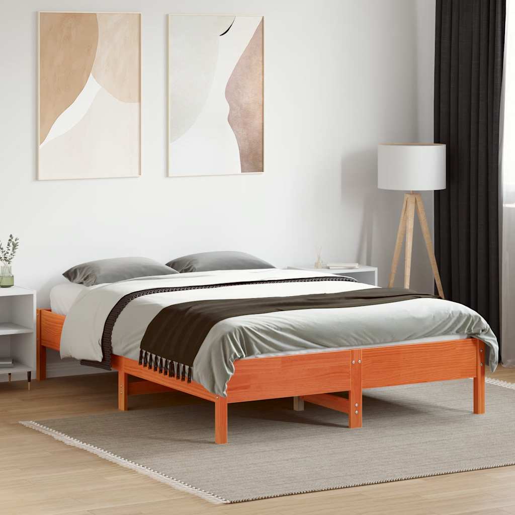 sengeramme uden madras 120x190 cm massivt fyrretræ gyldenbrun