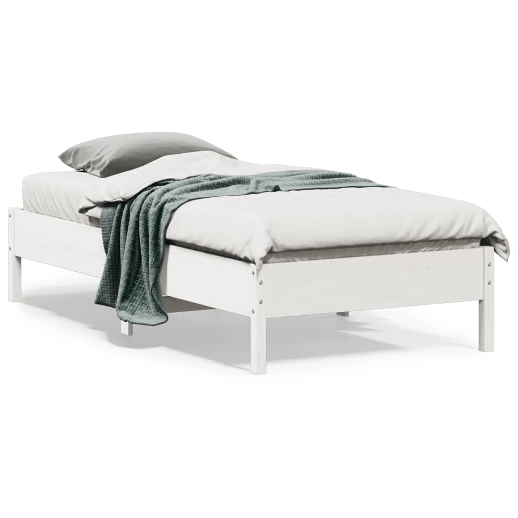 sengeramme uden madras 90x190 cm massivt fyrretræ hvid