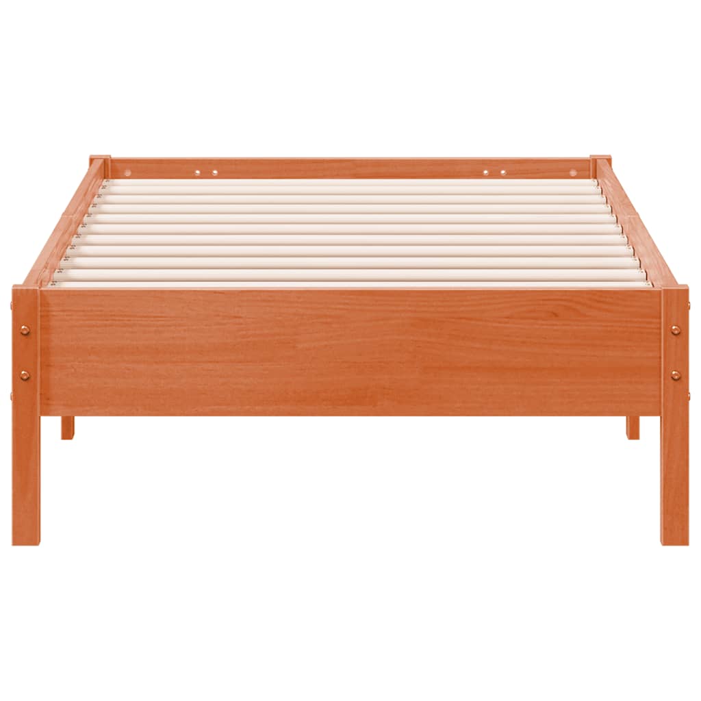 sengeramme uden madras 90x190 cm massivt fyrretræ gyldenbrun